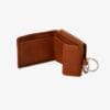 Porte-monnaie en cuir avec porte-clés marron clair – Image 2