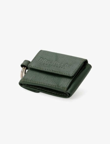 Porte-monnaie en cuir avec porte-clés vert foncé